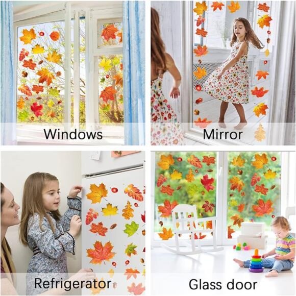 Fall Window Clings 6 Sheet Autumn Window Clings for Glass Autumn Window Stickers - Picture 6 of 7